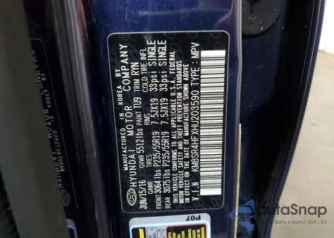 2017 Hyundai Santa Fe Se Ultimate из США, поврежденный, VIN KM8SR4HFXHU203590